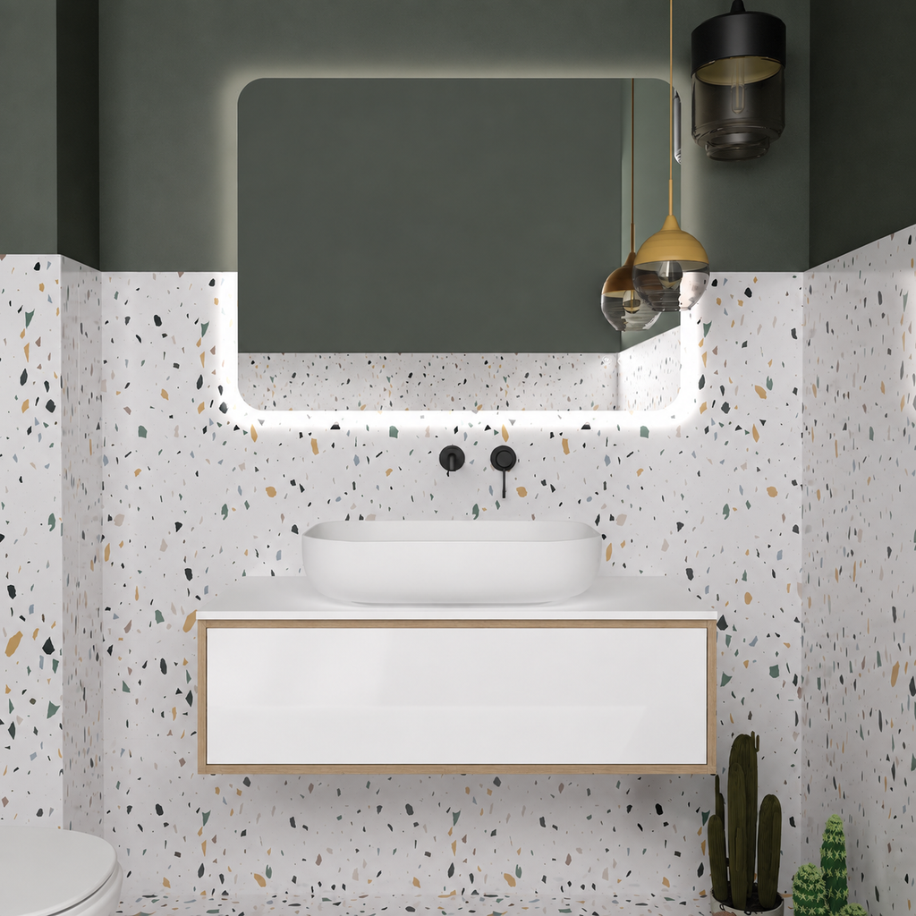 Drawer vanity — cabinet390 / drawer6010 / White countertop