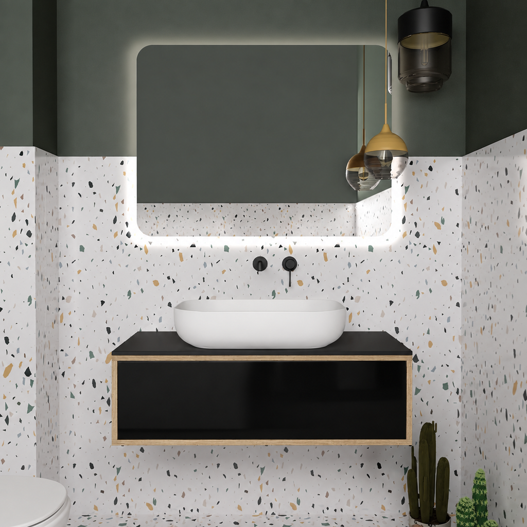 Drawer vanity — cabinet390 / drawer6040 / Black countertop