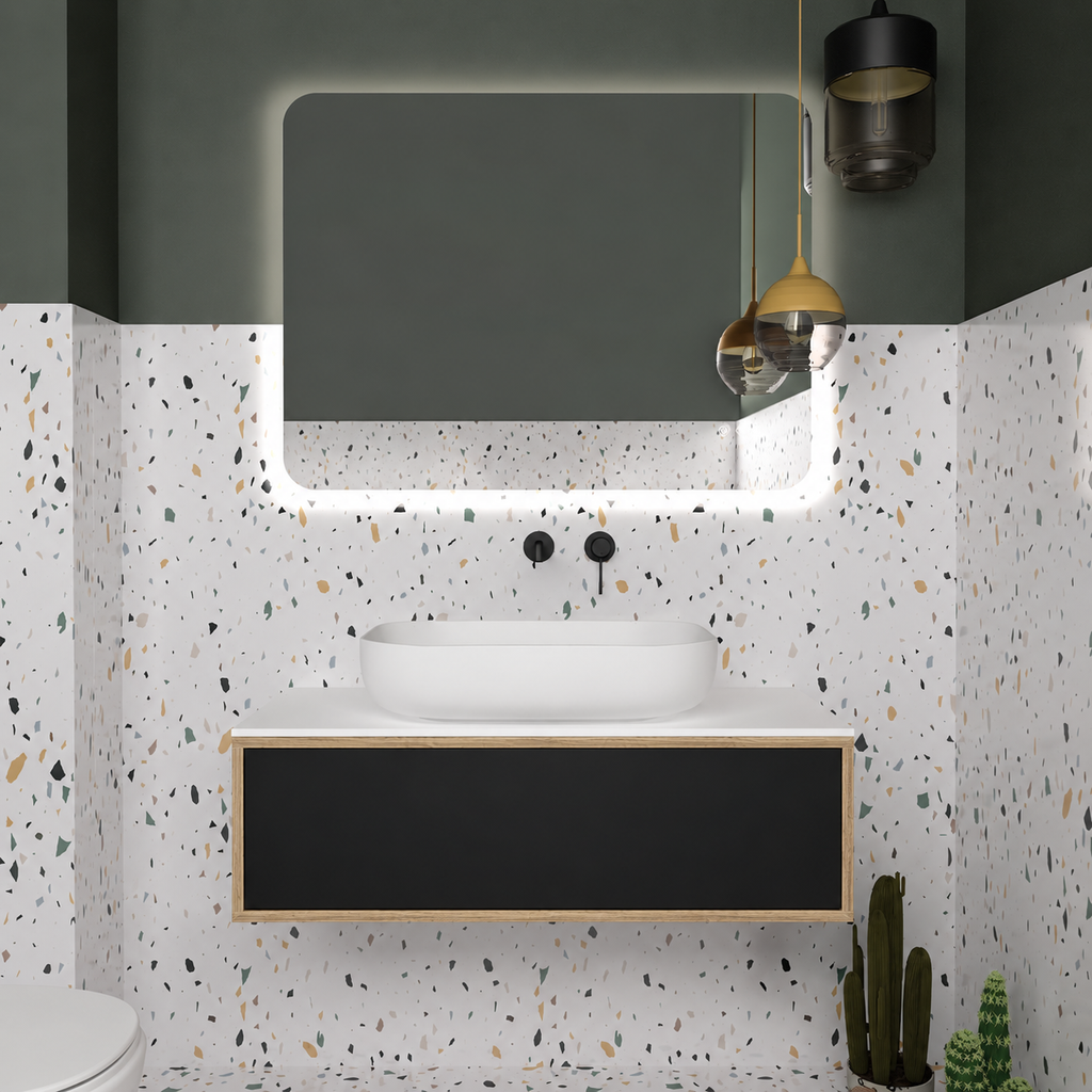 Drawer vanity — cabinet390 / drawer6090 / White countertop