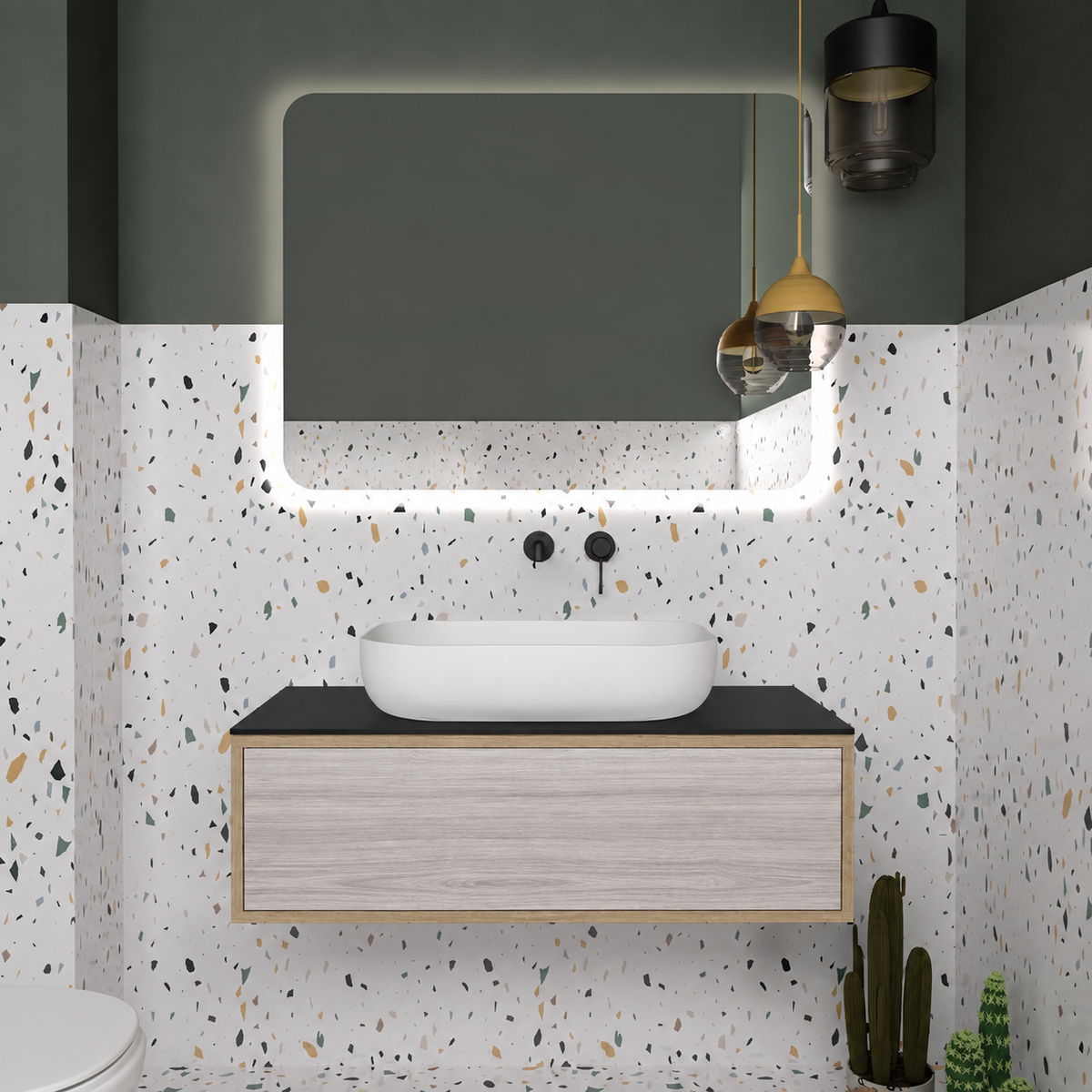 Drawer vanity — cabinet390 / drawer719 / Black countertop