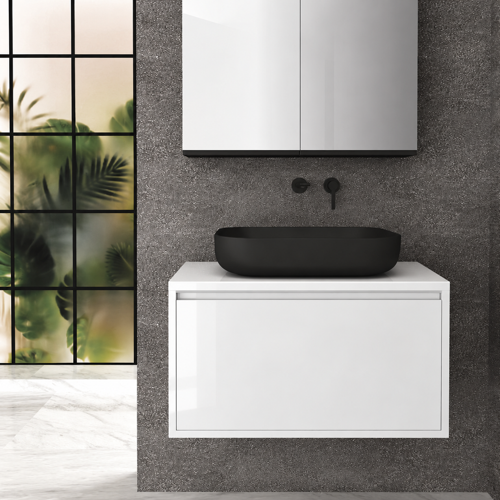 Orabella single deep drawer 6010 cabinet, 101 drawer, white countertop; pictured80cm