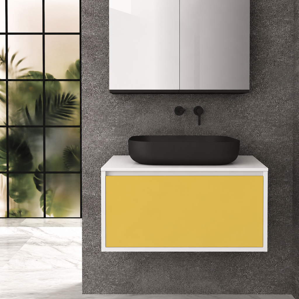 Orabella single deep drawer 6010 cabinet, 168 drawer, white countertop; pictured80cm