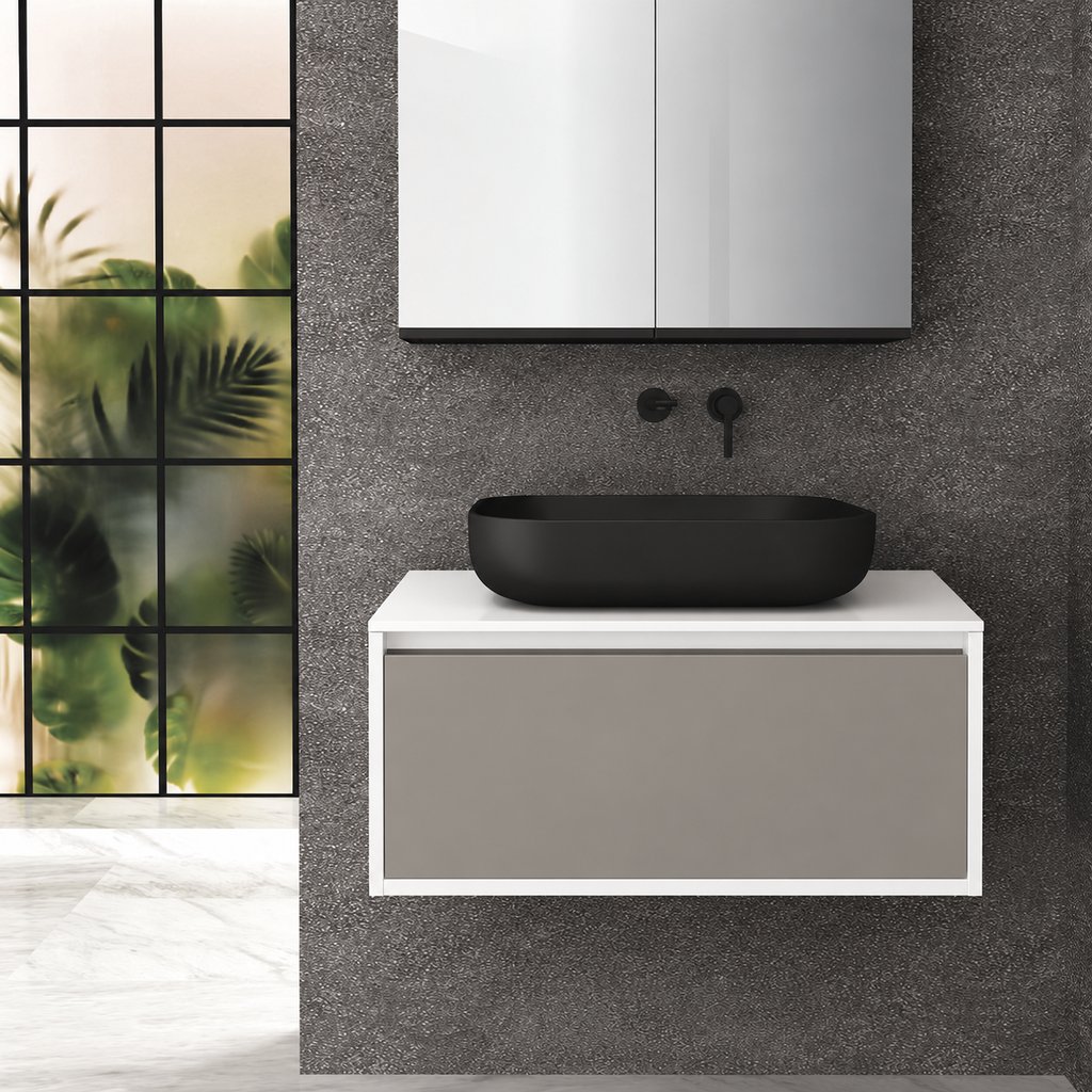 Orabella single deep drawer 6010 cabinet, 194 drawer, white countertop; pictured80cm