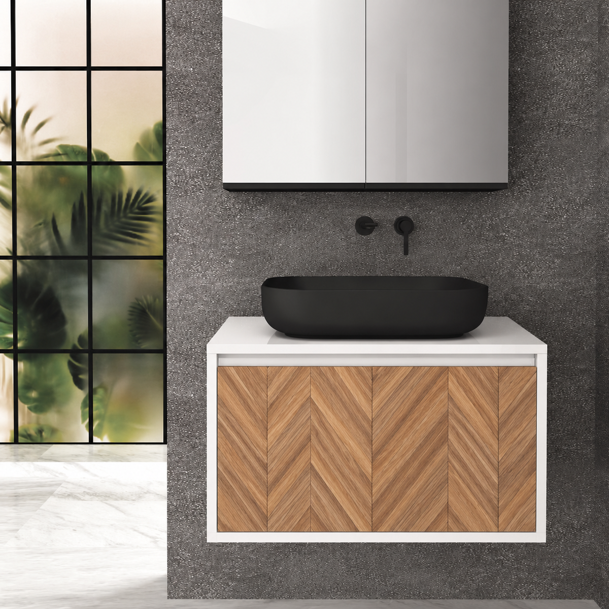 Orabella single deep drawer 6010 cabinet, 270 drawer, white countertop; pictured80cm