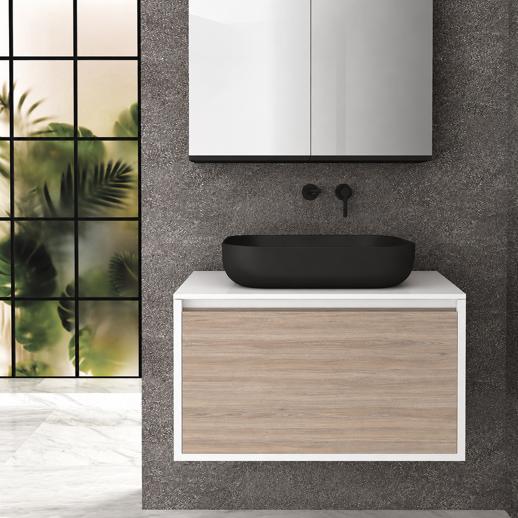 Orabella single deep drawer 6010 cabinet, 326 drawer, white countertop; pictured80cm