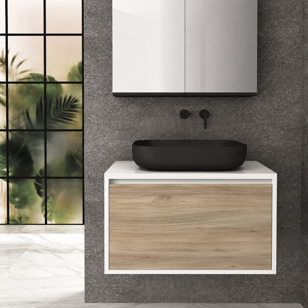 Orabella single deep drawer 6010 cabinet, 331 drawer, white countertop; pictured80cm