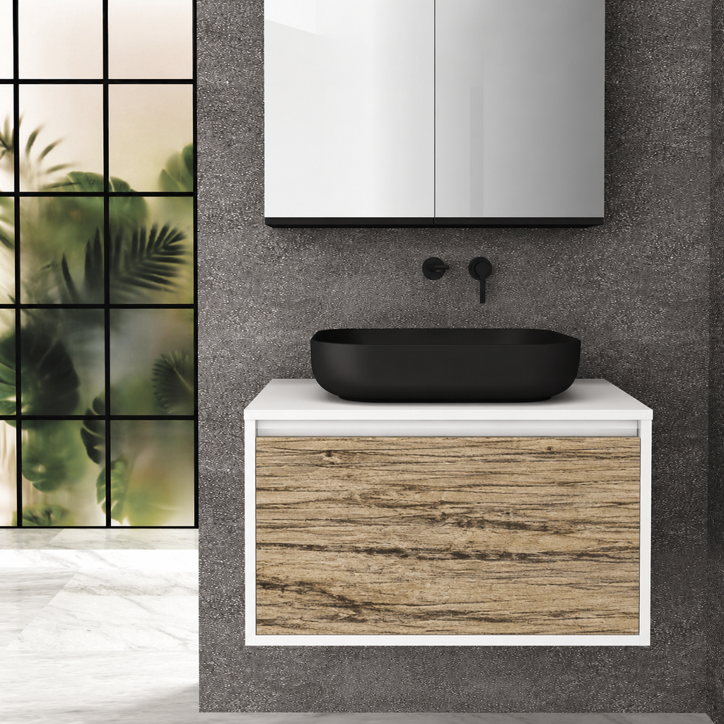 Orabella single deep drawer 6010 cabinet, 390 drawer, white countertop; pictured80cm