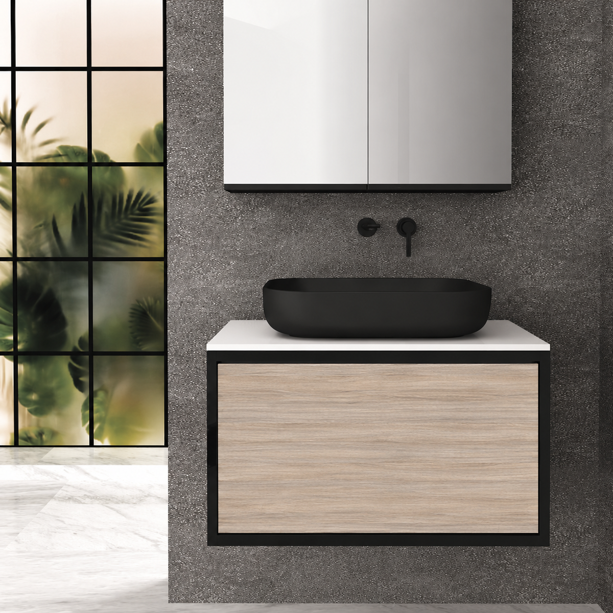 Orabella single deep drawer 6040 cabinet, 326 drawer, white countertop; pictured80cm