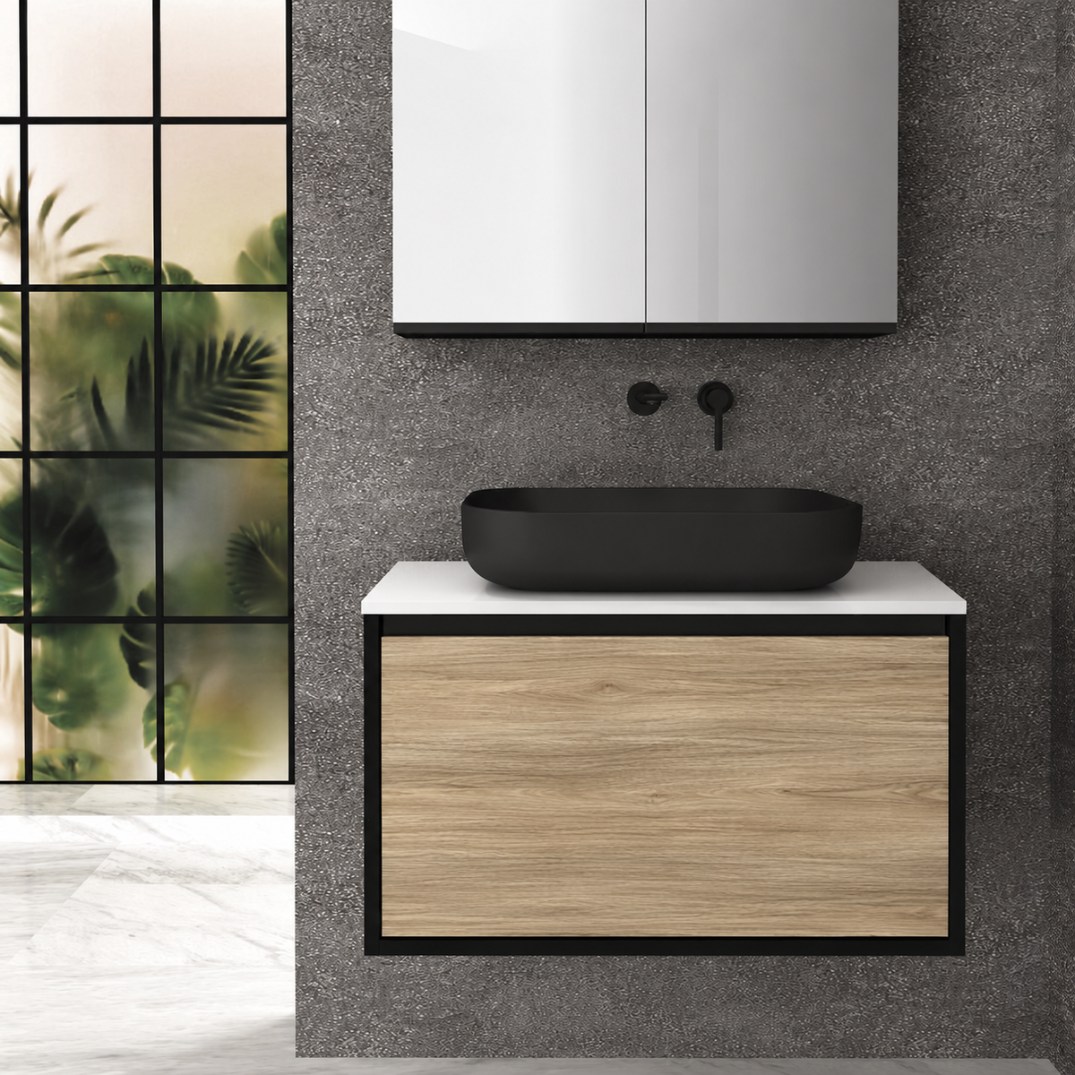 Orabella single deep drawer 6040 cabinet, 331 drawer, white countertop; pictured80cm