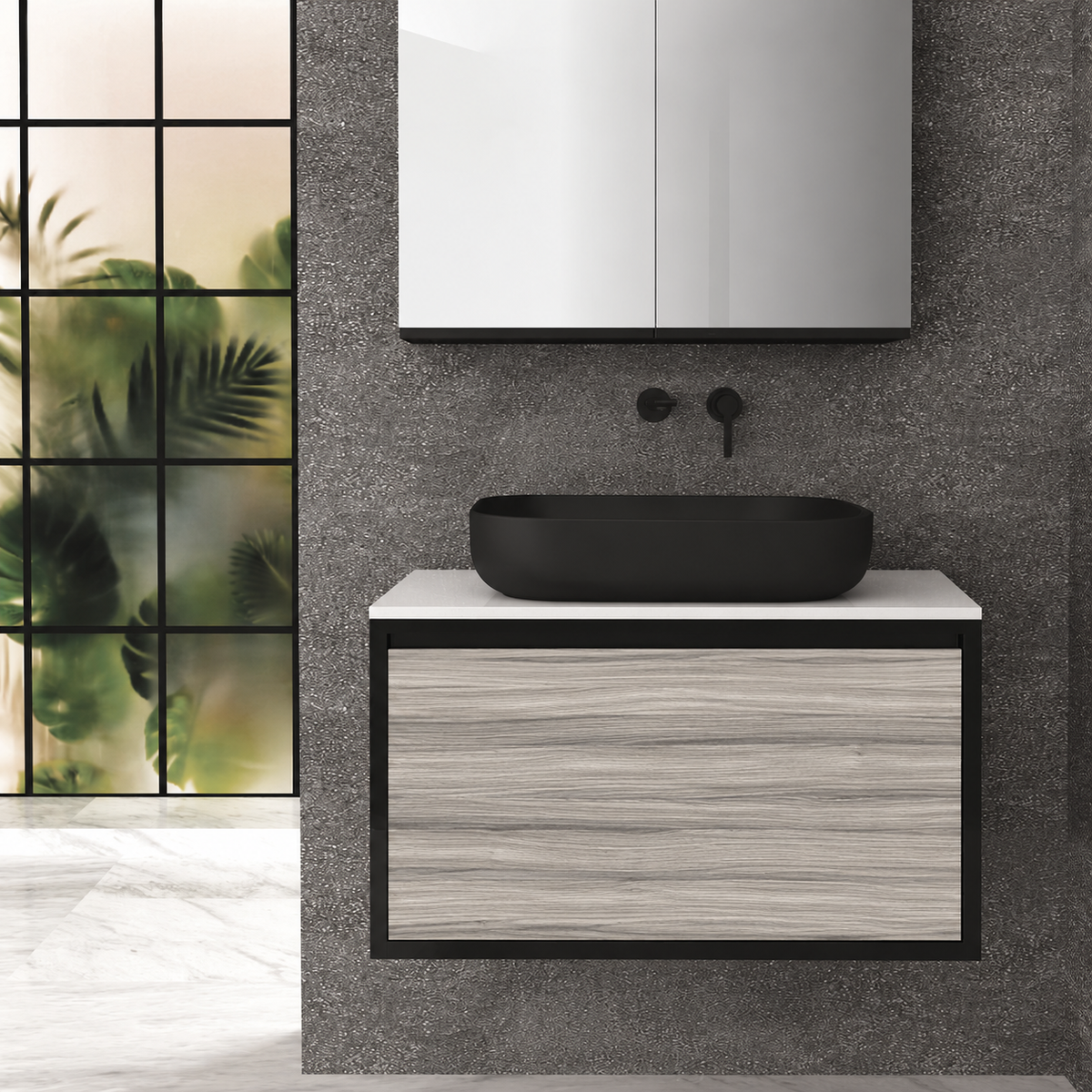 Orabella single deep drawer 6040 cabinet, 719 drawer, white countertop; pictured80cm