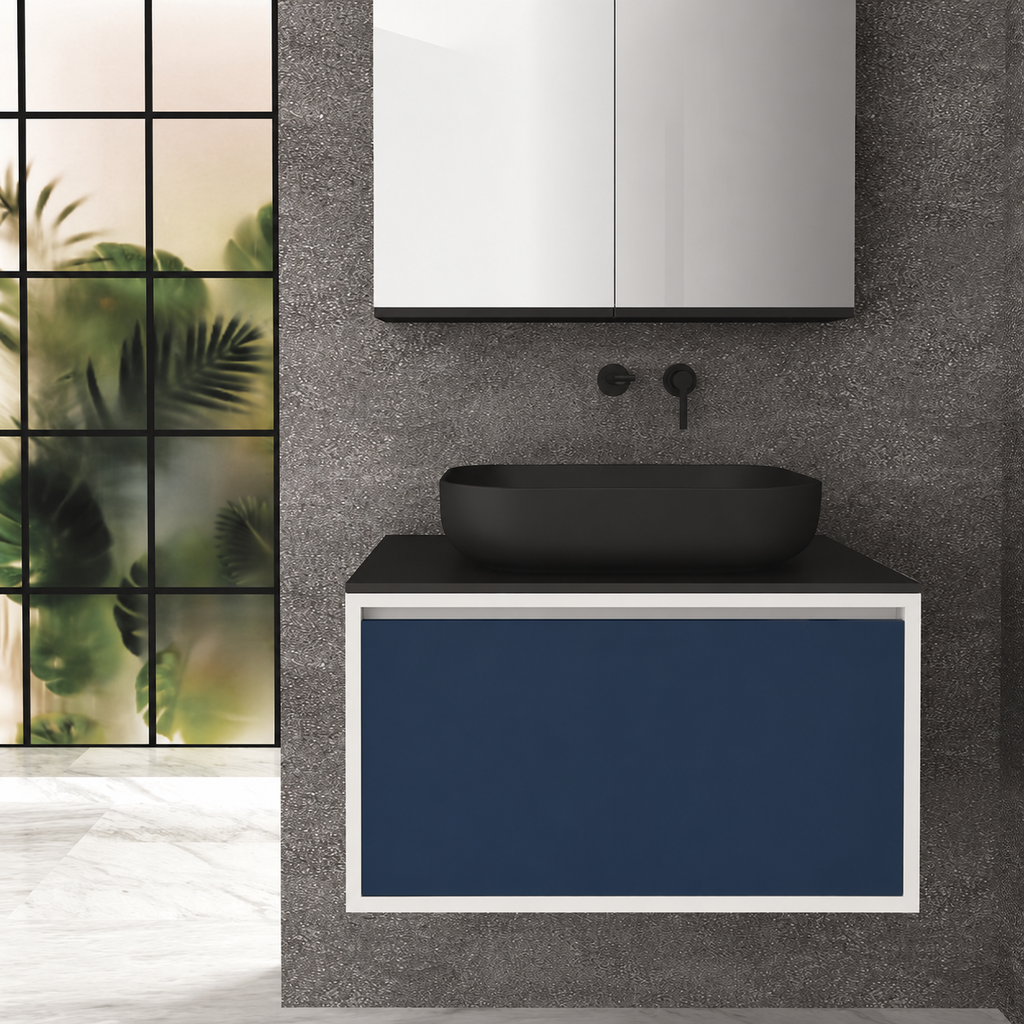 Orabella Drawer 80 Deep vanity — cabinet 6080, drawer 167, black countertop