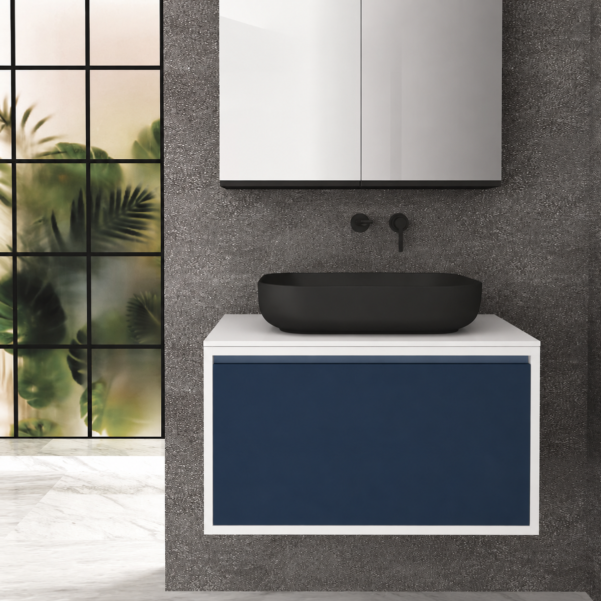 Orabella Drawer 80 Deep vanity — cabinet 6080, drawer 167, white countertop