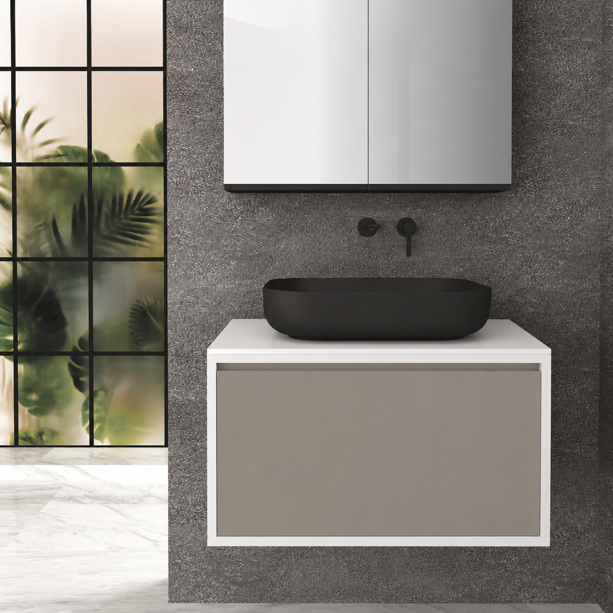 Orabella Drawer 80 Deep vanity — cabinet 6080, drawer 194, white countertop