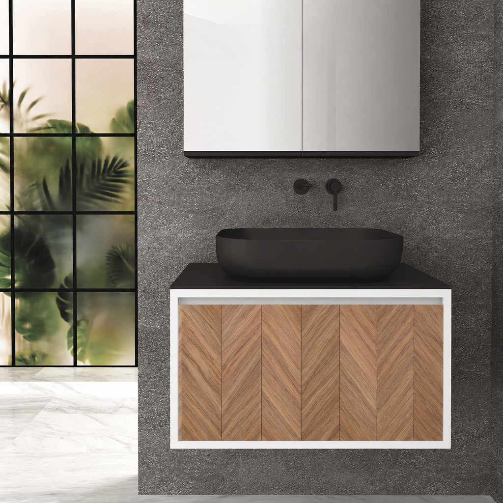 Orabella Drawer 80 Deep vanity — cabinet 6080, drawer 270, black countertop