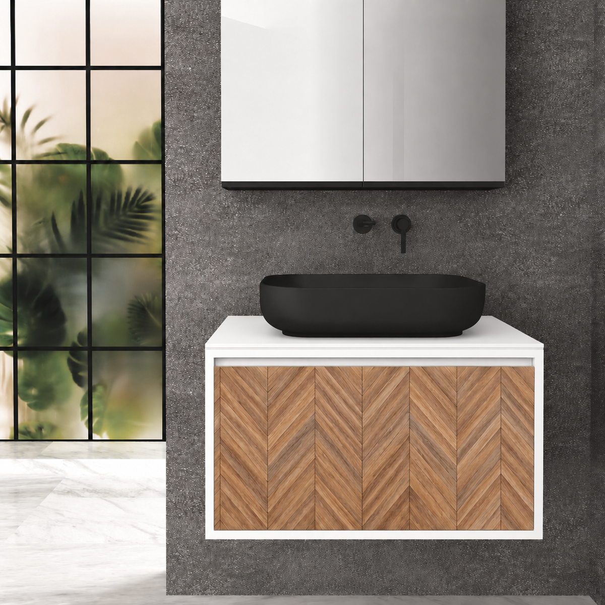Orabella Drawer 80 Deep vanity — cabinet 6080, drawer 270, white countertop