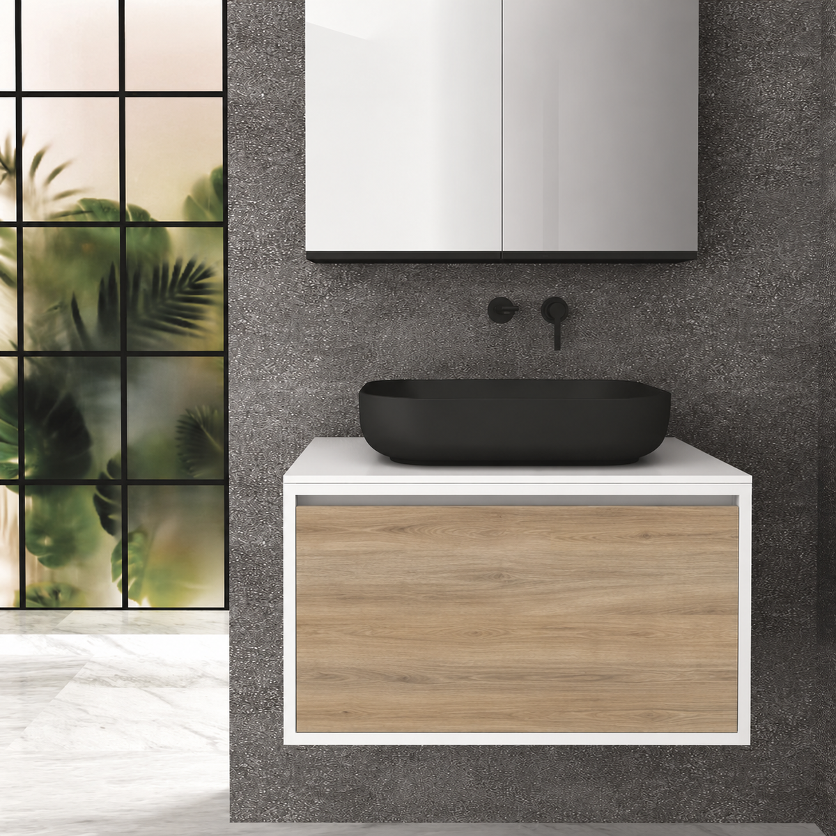 Orabella Drawer 80 Deep vanity — cabinet 6080, drawer 331, white countertop