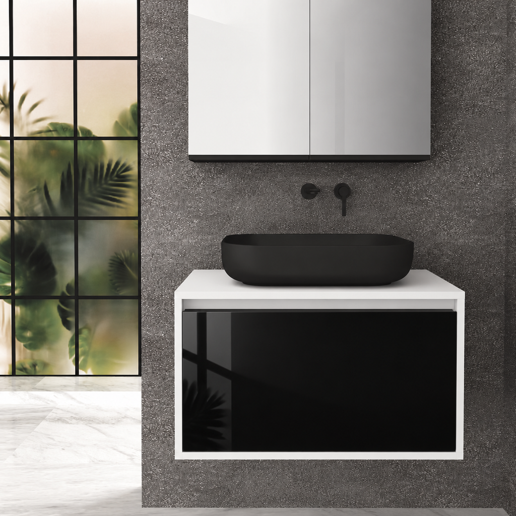 Orabella Drawer 80 Deep vanity — cabinet 6080, drawer 6040, white countertop