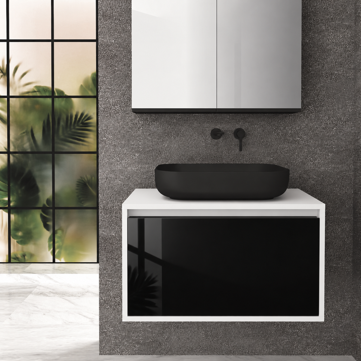 Orabella Drawer 80 Deep vanity — cabinet 6080, drawer 6040, white countertop
