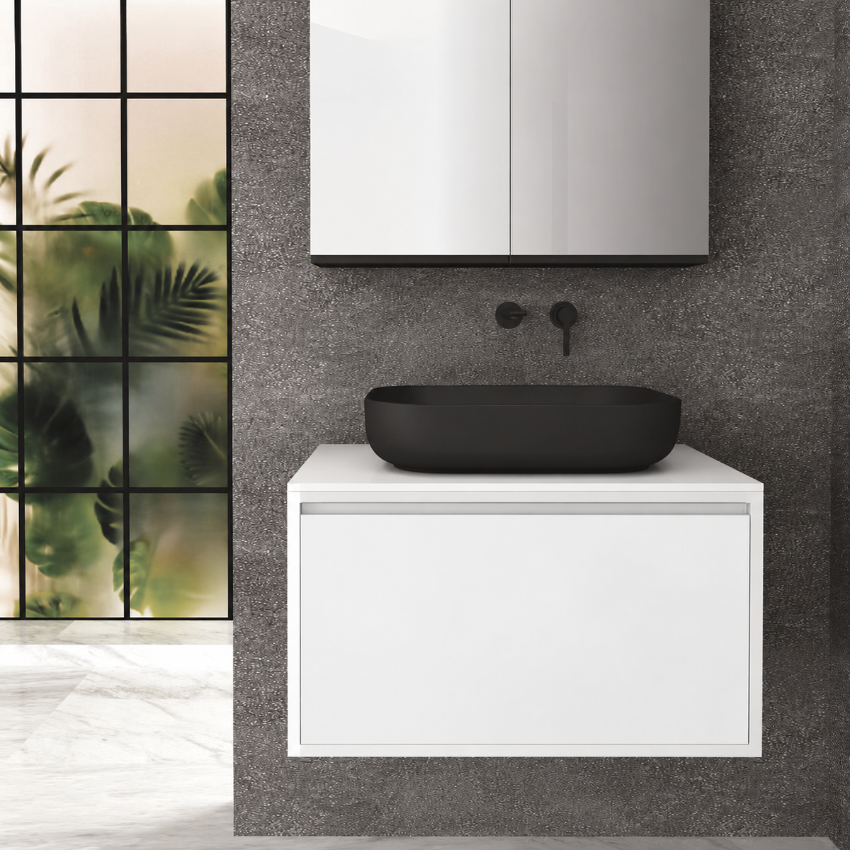 Orabella Drawer 80 Deep vanity — cabinet 6080, drawer 6080, white countertop