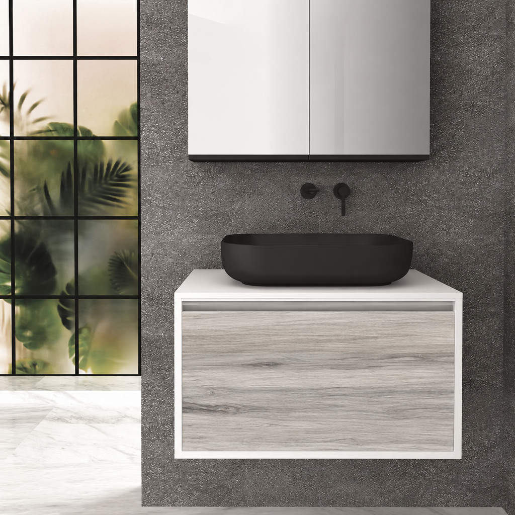 Orabella Drawer 80 Deep vanity — cabinet 6080, drawer 719, white countertop
