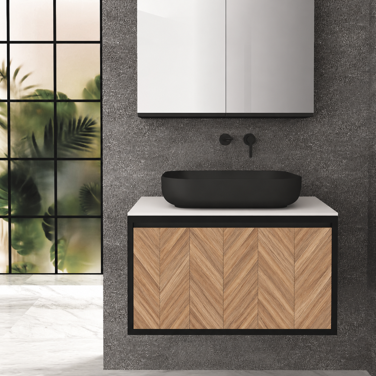 Orabella Drawer 80 Deep vanity — cabinet 6090, drawer 270, white countertop
