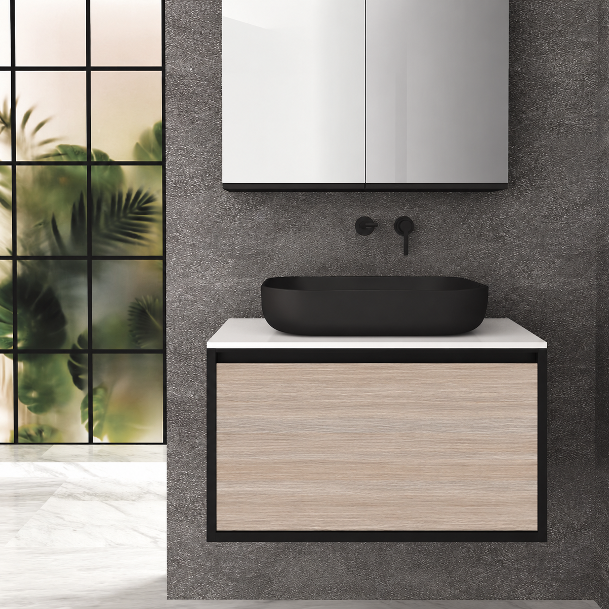 Orabella Drawer 80 Deep vanity — cabinet 6090, drawer 326, white countertop
