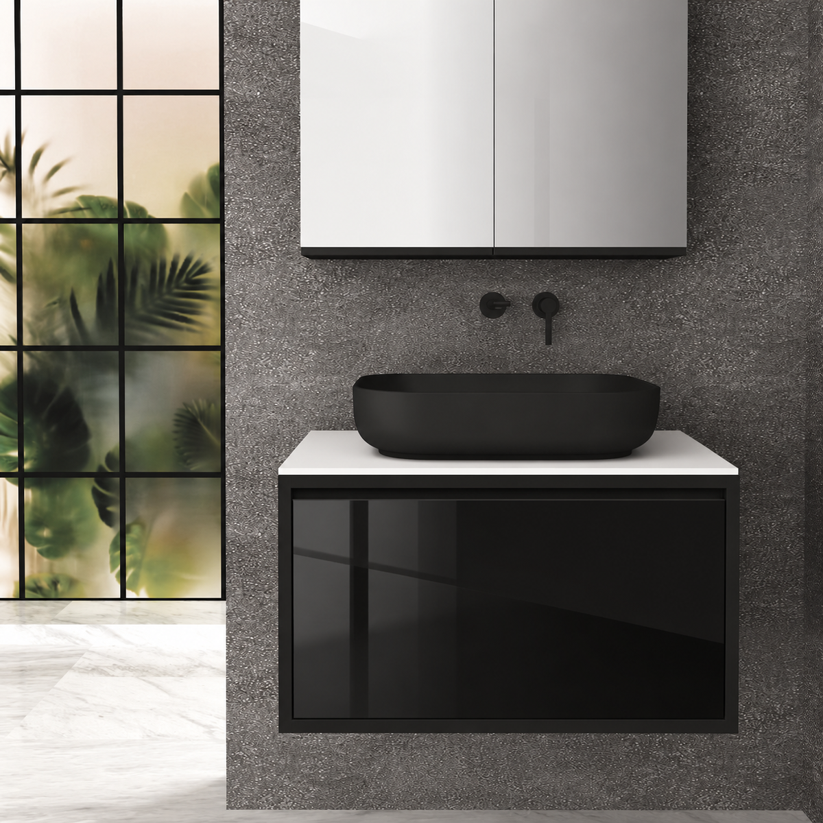 Orabella Drawer 80 Deep vanity — cabinet 6090, drawer 6040, white countertop