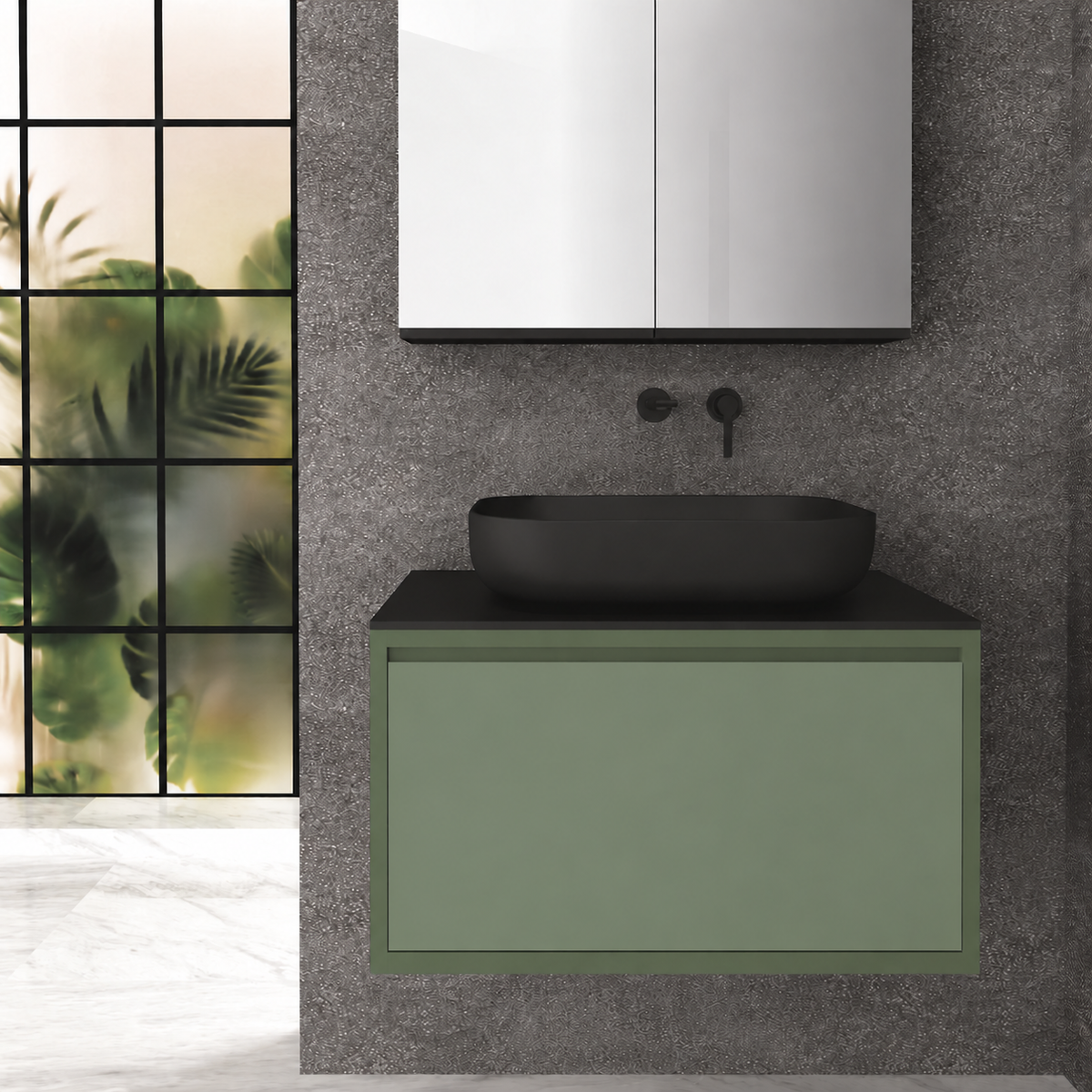 Drawer 80 Deep vanity - cabinet 162 / drawer 162 / Black countertop