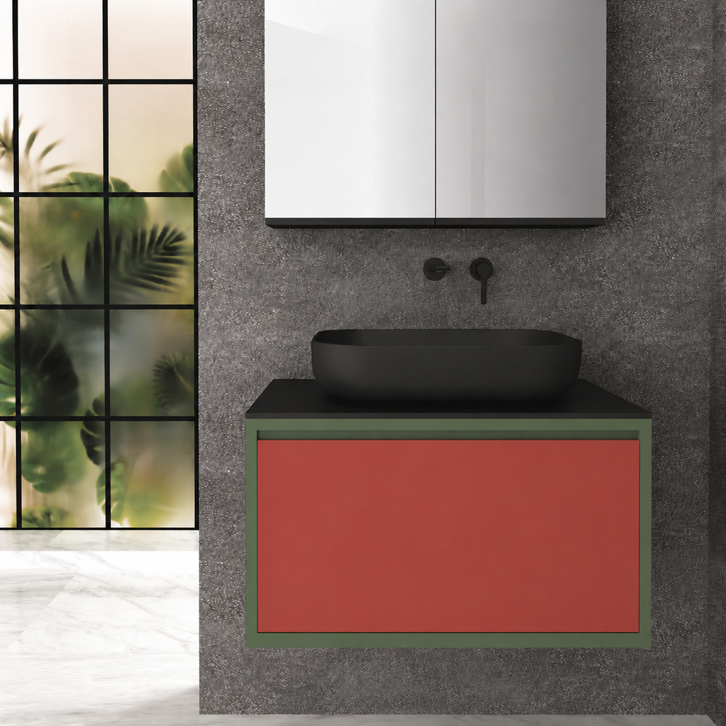 Drawer 80 Deep vanity - cabinet 162 / drawer 165 / Black countertop