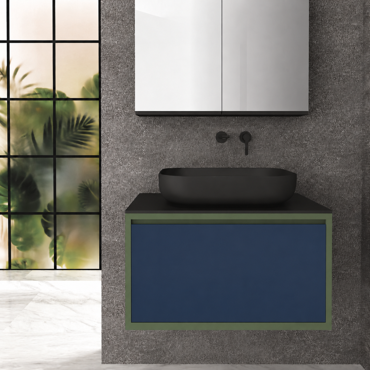 Drawer 80 Deep vanity - cabinet 162 / drawer 167 / Black countertop