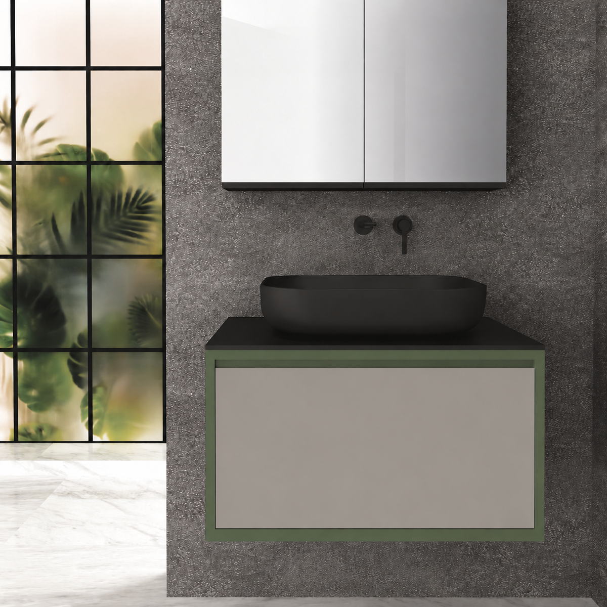 Drawer 80 Deep vanity - cabinet 162 / drawer 194 / Black countertop