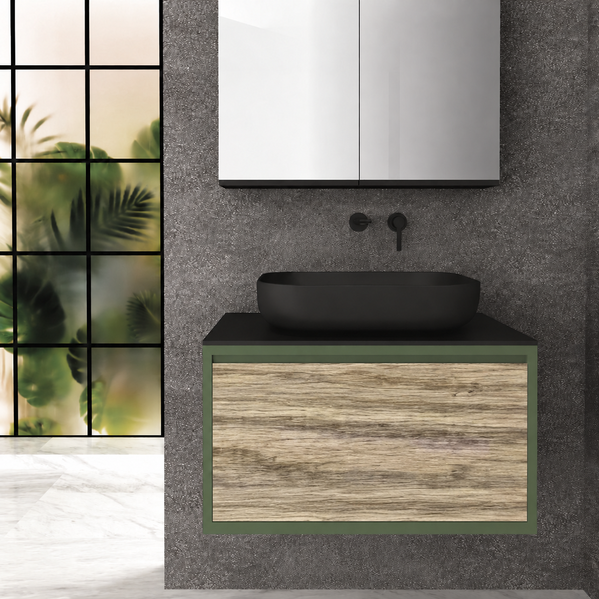 Drawer 80 Deep vanity - cabinet 162 / drawer 390 / Black countertop
