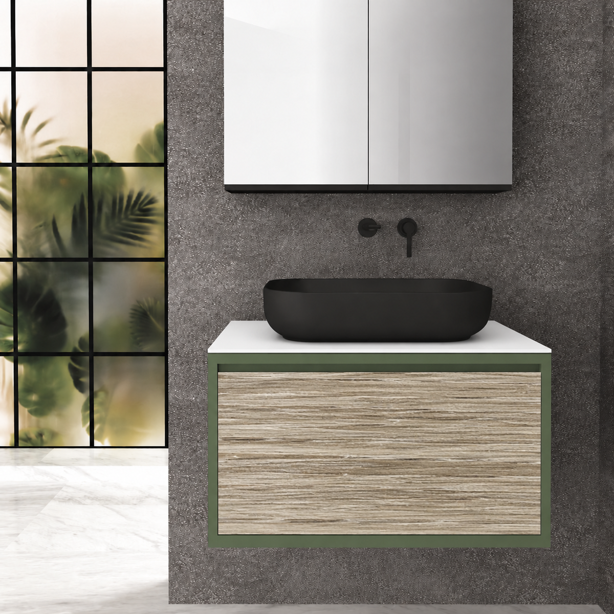 Drawer 80 Deep vanity - cabinet 162 / drawer 390 / White countertop