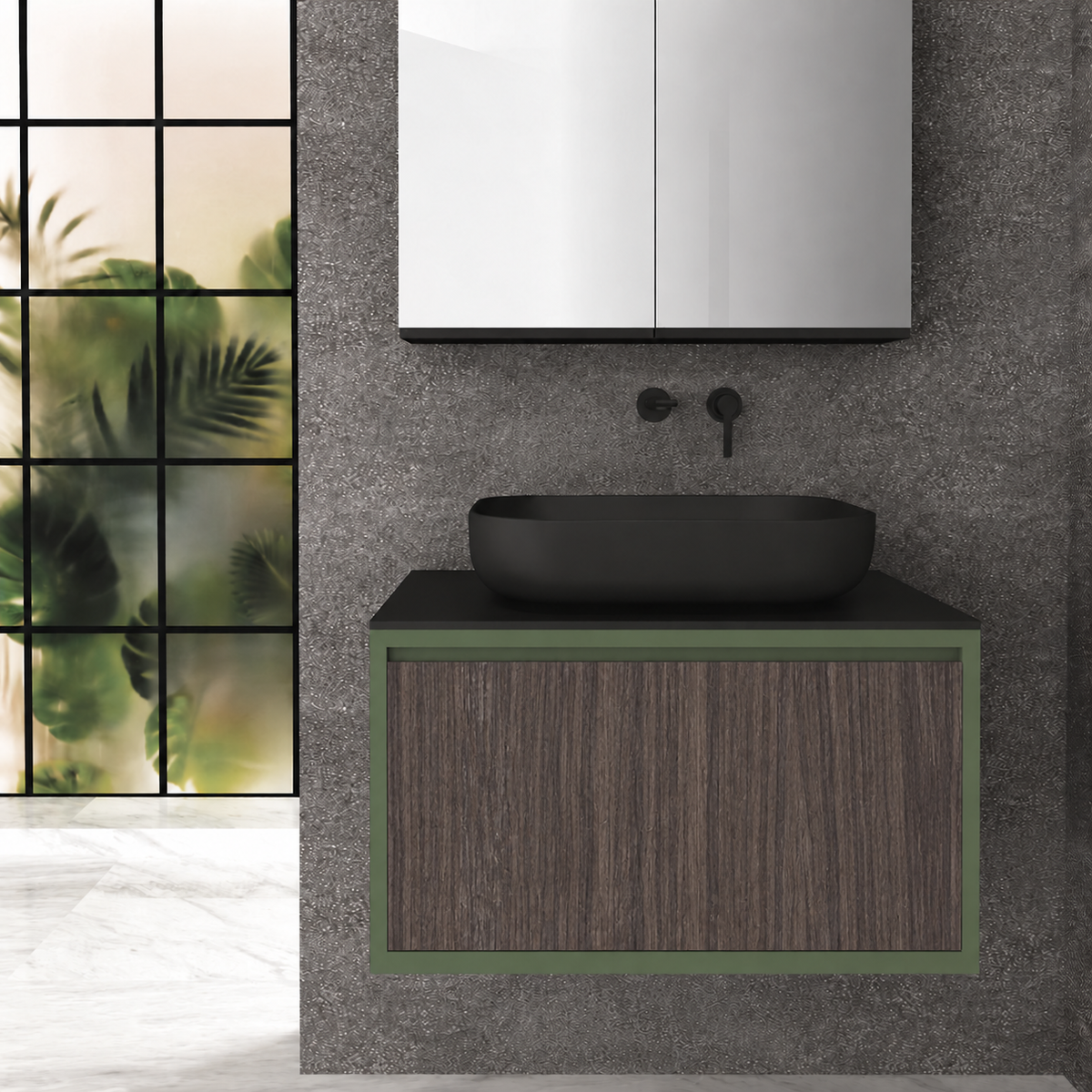 Drawer 80 Deep vanity - cabinet 162 / drawer 399 / Black countertop