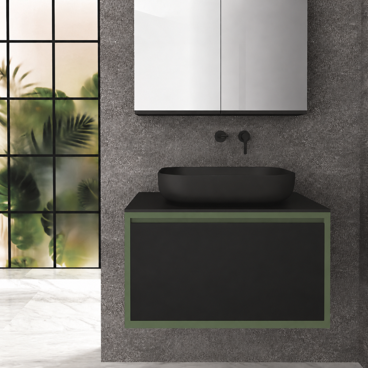 Drawer 80 Deep vanity - cabinet 162 / drawer 6090 / Black countertop