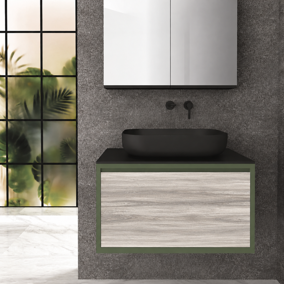 Drawer 80 Deep vanity - cabinet 162 / drawer 719 / Black countertop