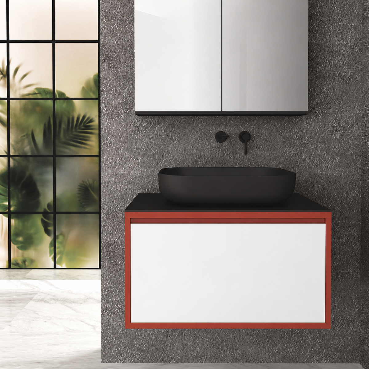 Drawer 80 Deep vanity - cabinet 165 / drawer 101 / Black countertop