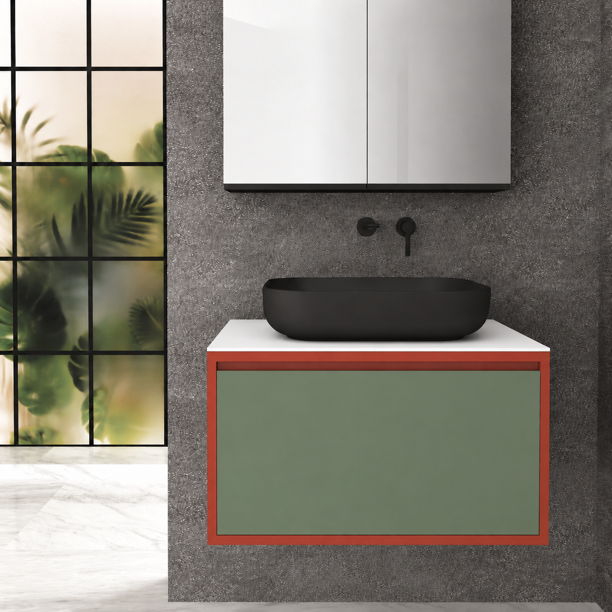 Drawer 80 Deep vanity - cabinet 165 / drawer 162 / White countertop