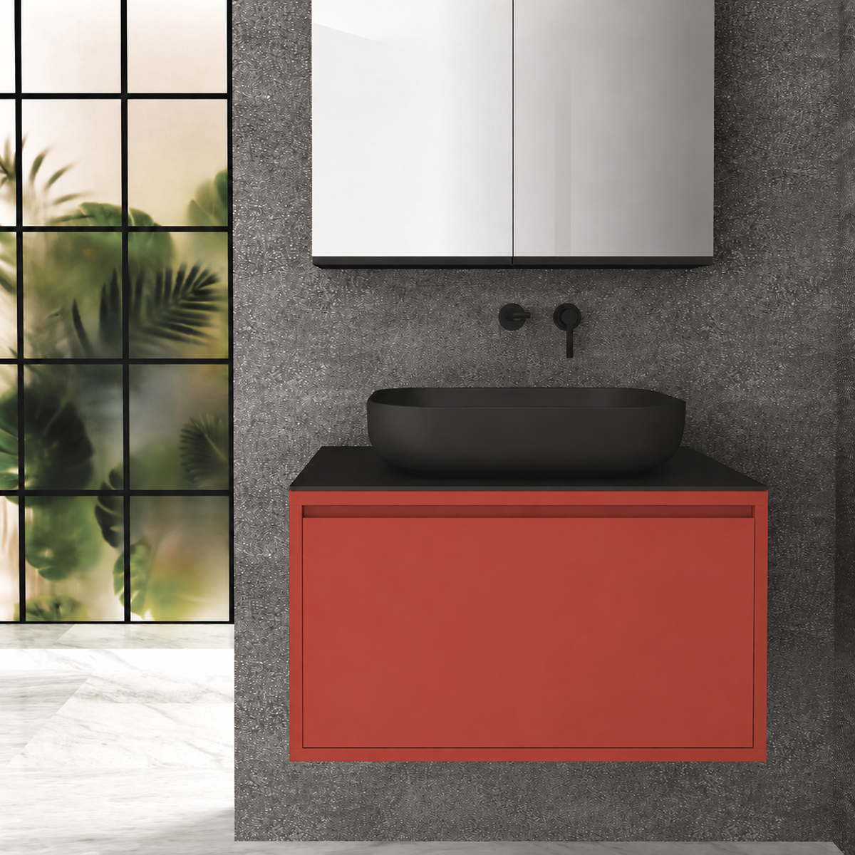 Drawer 80 Deep vanity - cabinet 165 / drawer 165 / Black countertop
