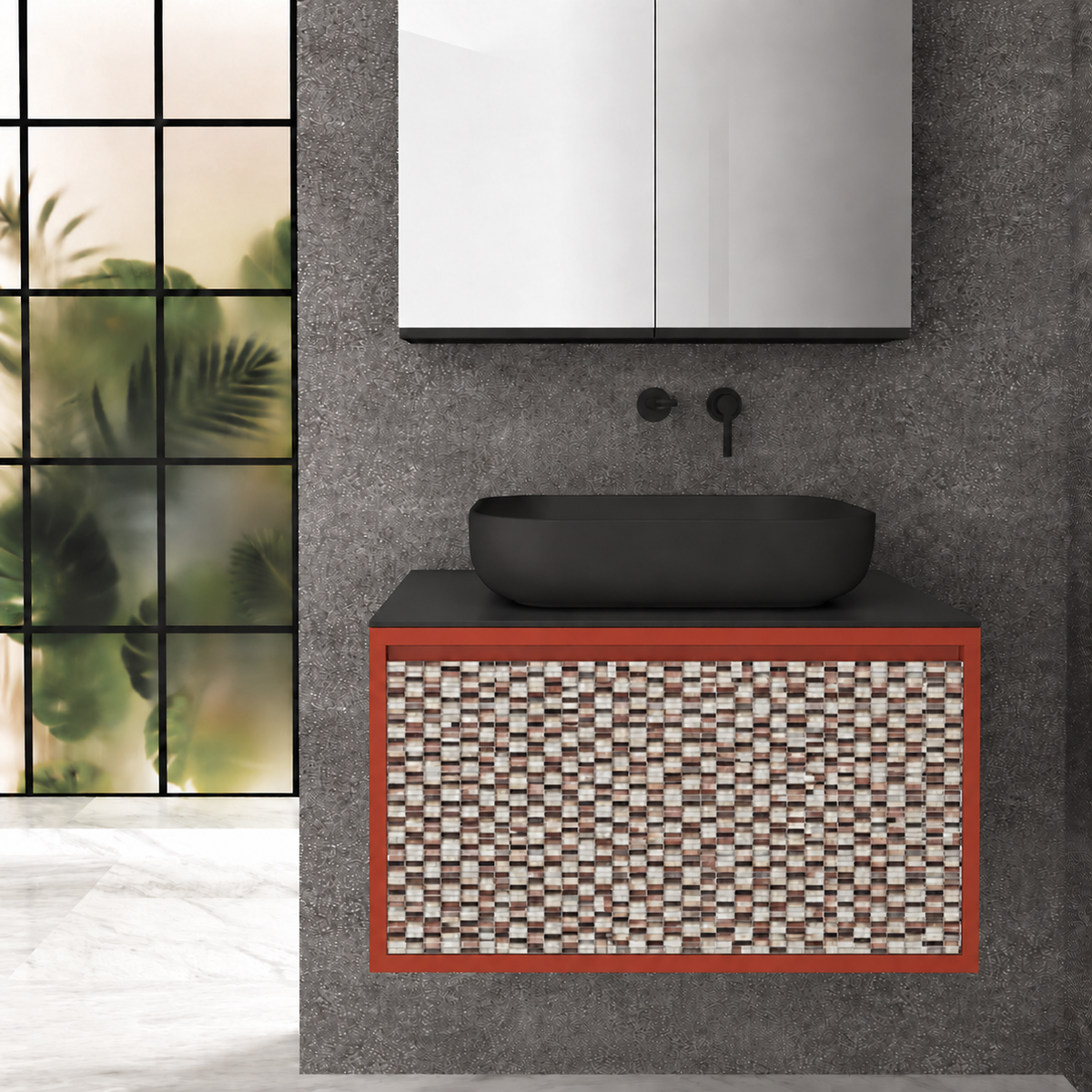 Drawer 80 Deep vanity - cabinet 165 / drawer 245 / Black countertop