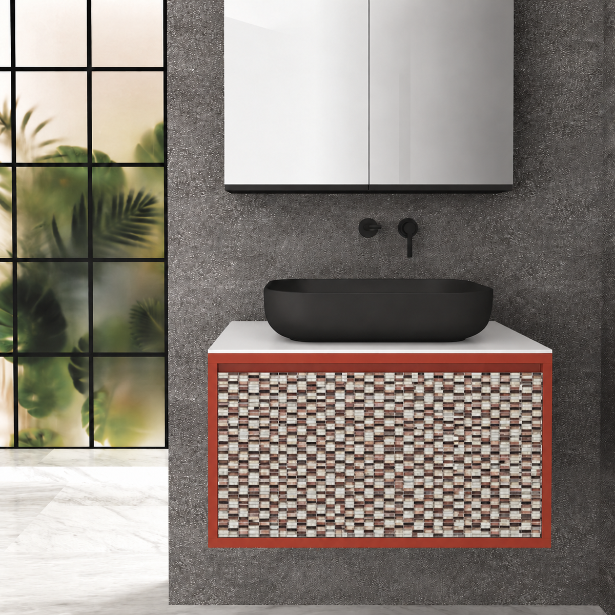 Drawer 80 Deep vanity - cabinet 165 / drawer 245 / White countertop