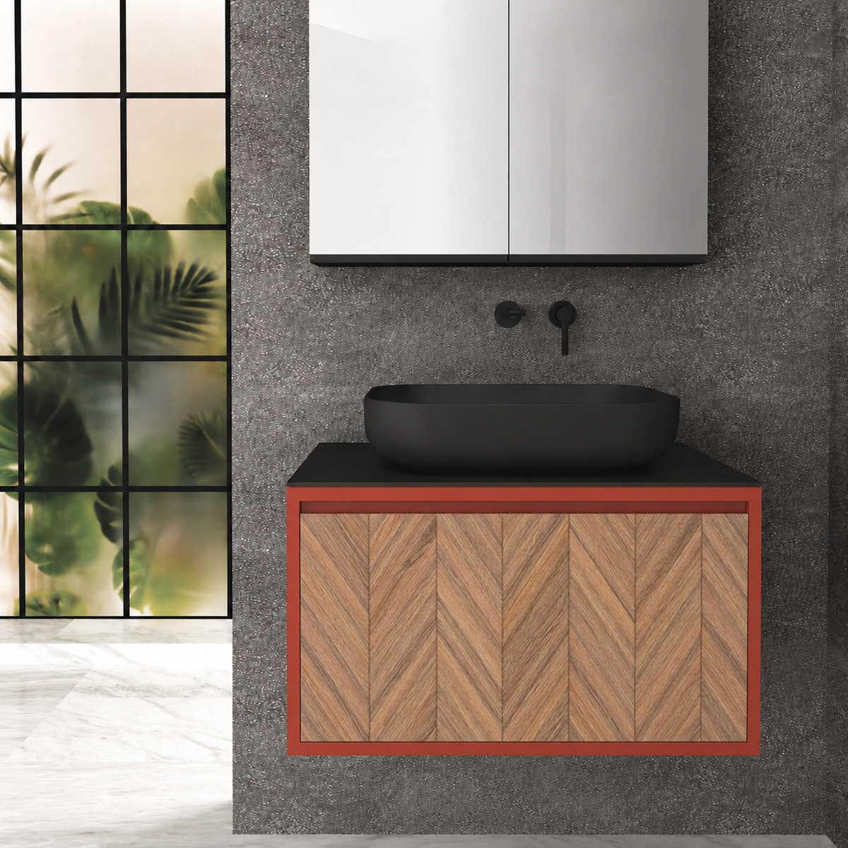 Drawer 80 Deep vanity - cabinet 165 / drawer 270 / Black countertop
