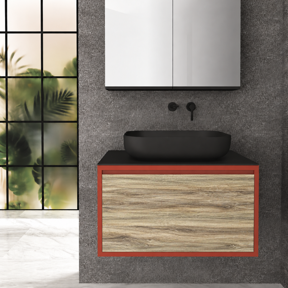 Drawer 80 Deep vanity - cabinet 165 / drawer 390 / Black countertop