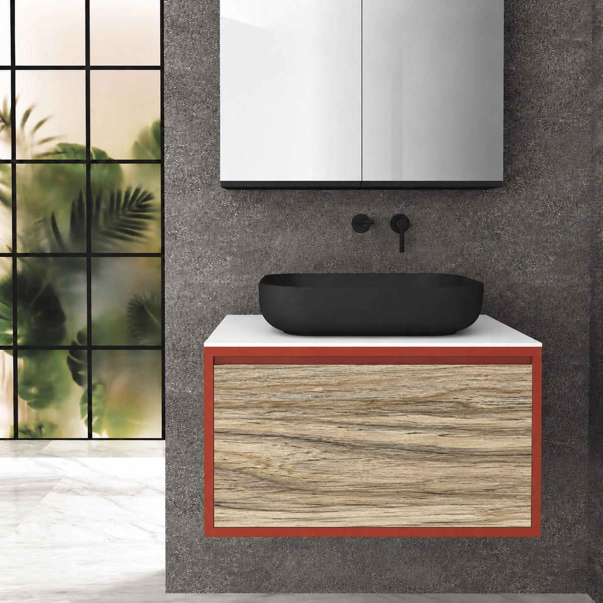 Drawer 80 Deep vanity - cabinet 165 / drawer 390 / White countertop