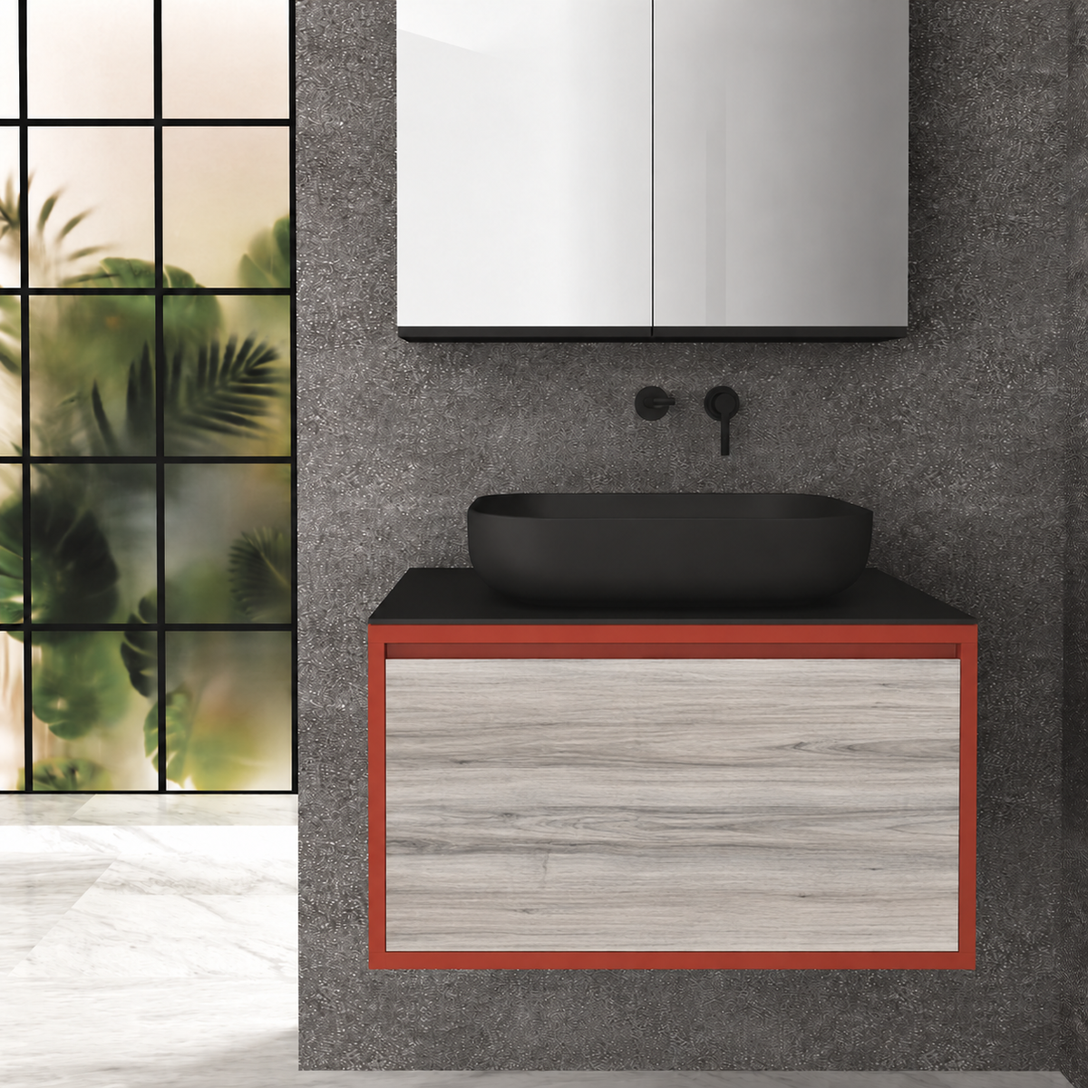 Drawer 80 Deep vanity - cabinet 165 / drawer 719 / Black countertop