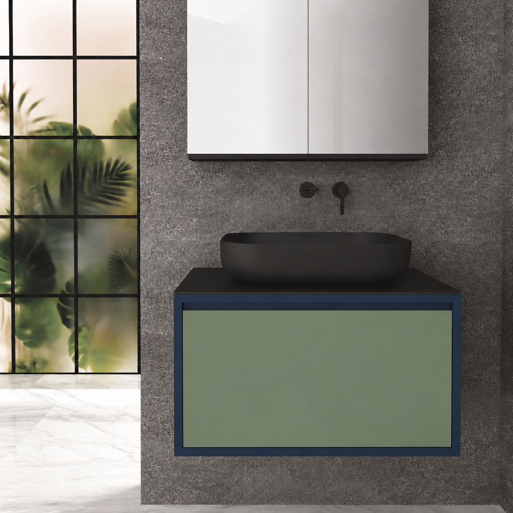 Drawer 80 Deep vanity - cabinet 167 / drawer 162 / Black countertop