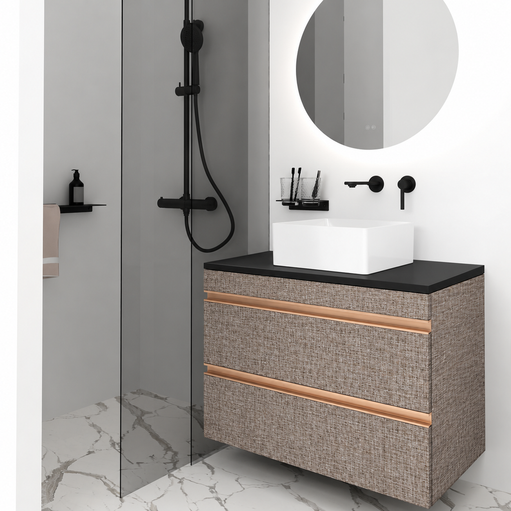 Vision 60 / 80 Wall-Hung Vanity - 245 / Black countertop / Rose Gold Gola