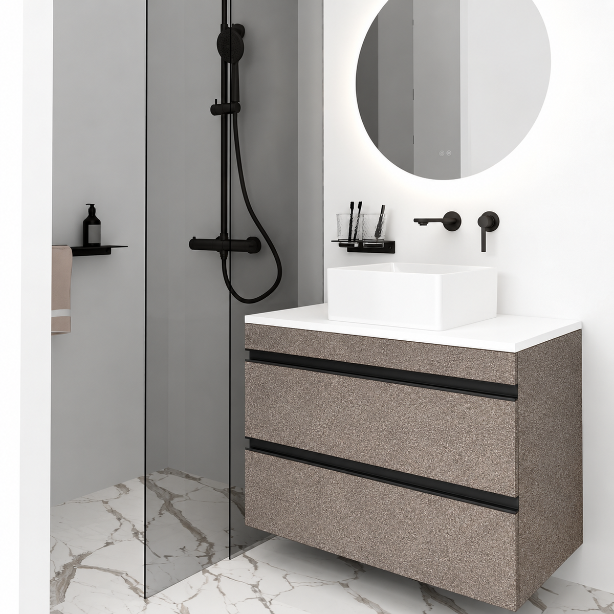 Vision 245 / White countertop / Matt Black Gola