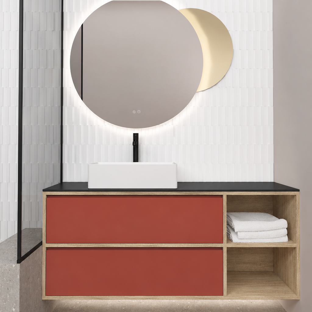 Double Drawer With Shelf — cabinet390 / drawer165 / Black countertop