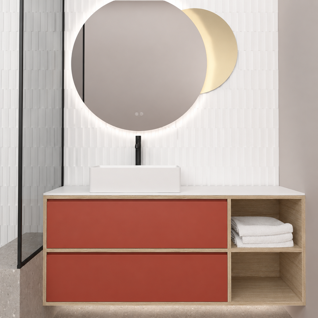 Double Drawer With Shelf — cabinet390 / drawer165 / White countertop